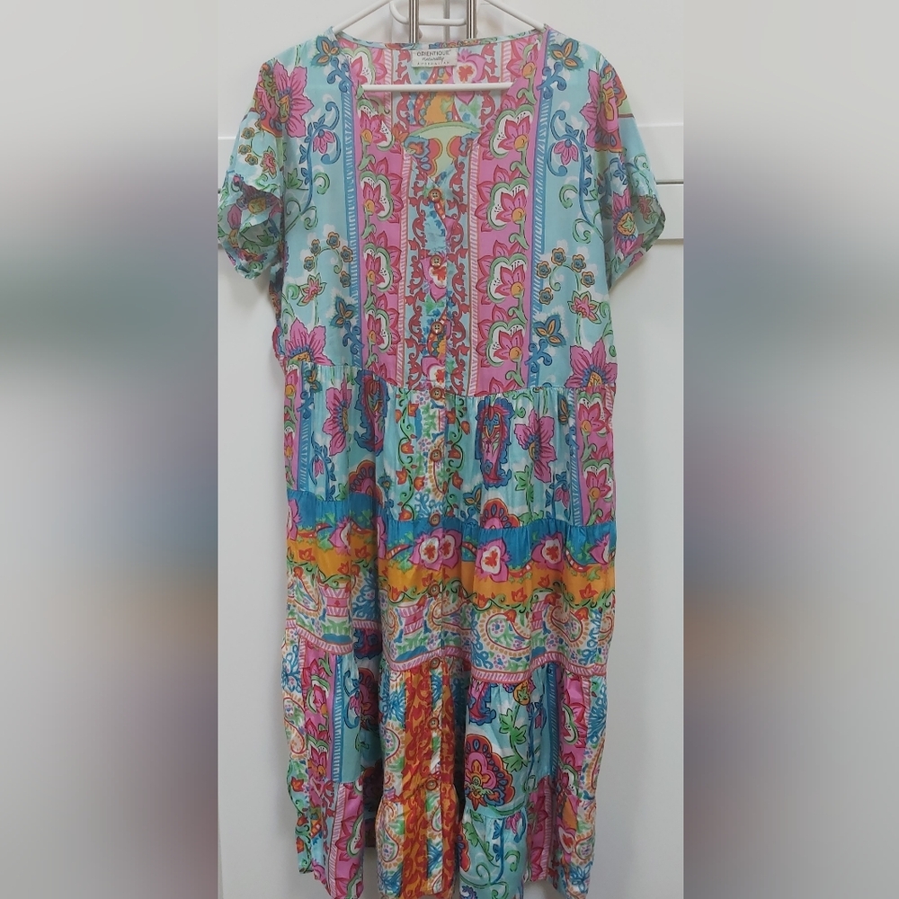 Orientique Floral Boho Tiered Dress